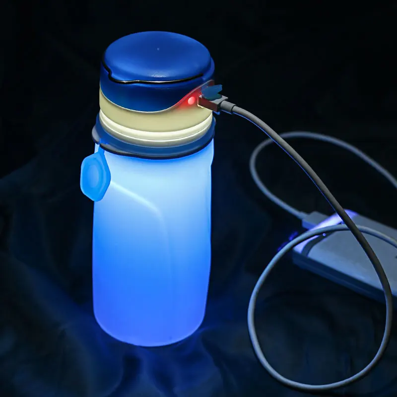 

Wholesale Customized New Product Ideas Custom Logo Camping Travel Collapsible Eco Friendly Led Smart Water Bottle, Clear, blue, red, gray