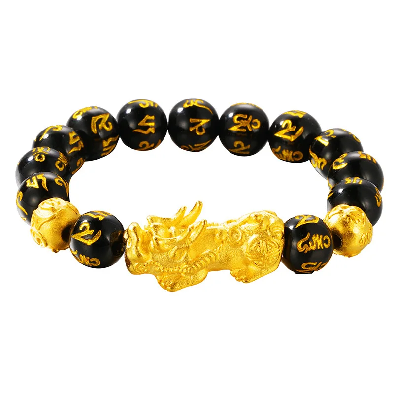 

Pulsera Pixiu Bracelets Women Good Luck Charms Feng Shui Black Obsidian Bracelet Original, As picture show