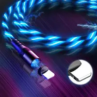 

Power4 magnetic charging usb cable flowing light phone accessories cable usb led luminous micro lighting data cables 1m