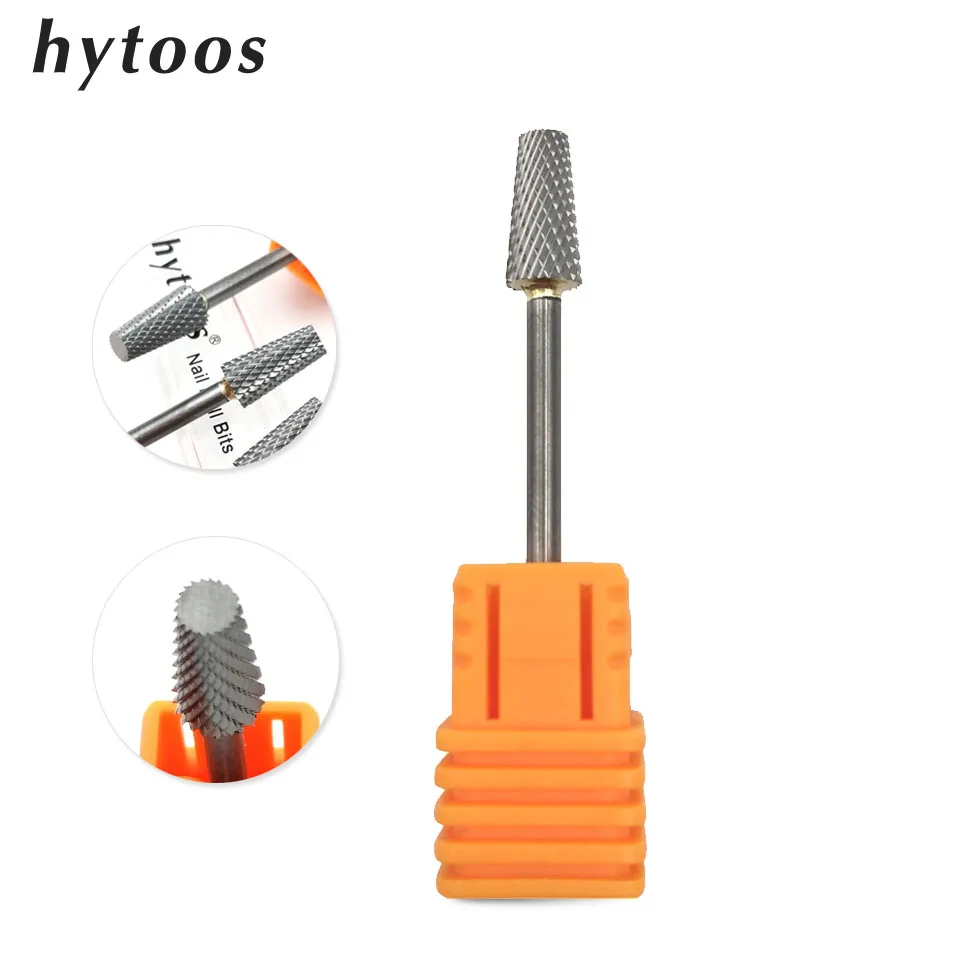 

HYTOOS Tepered Tungsten Carbide Nail Drill Bits 3/32" Rotary Milling Cutter Nail Drill Accessories Manicure Pedicure Tools