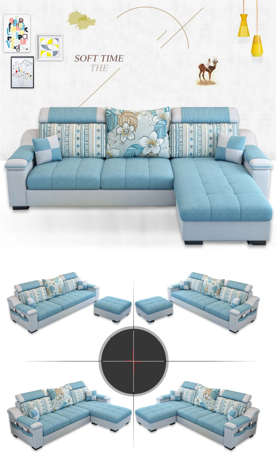 commix down filled overstuffed 4 piece sectional sofa set white on Small Teal Sectional Sofa