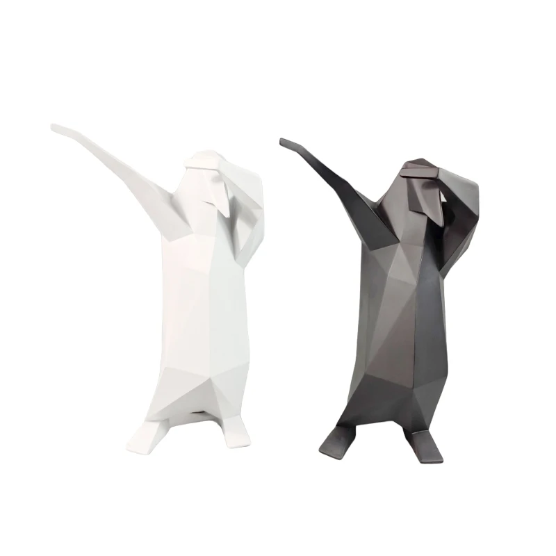 

Simple modern black and white gray resin cartoon penguin sculpture ornaments