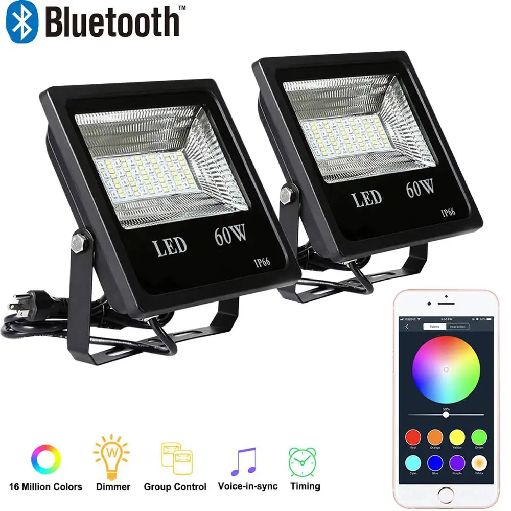 Amazon Hot Sell Color Changing Exterior Light Dimmable Outdoor LED Flood Light with Bluetooth APP Control RGB LED Flood Light