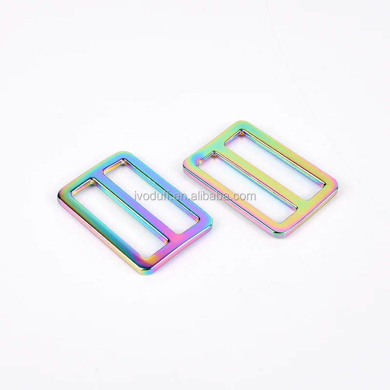 

Ivoduff Flat Metal Slide Buckle Triglide Strap Rainbow Color For Bags