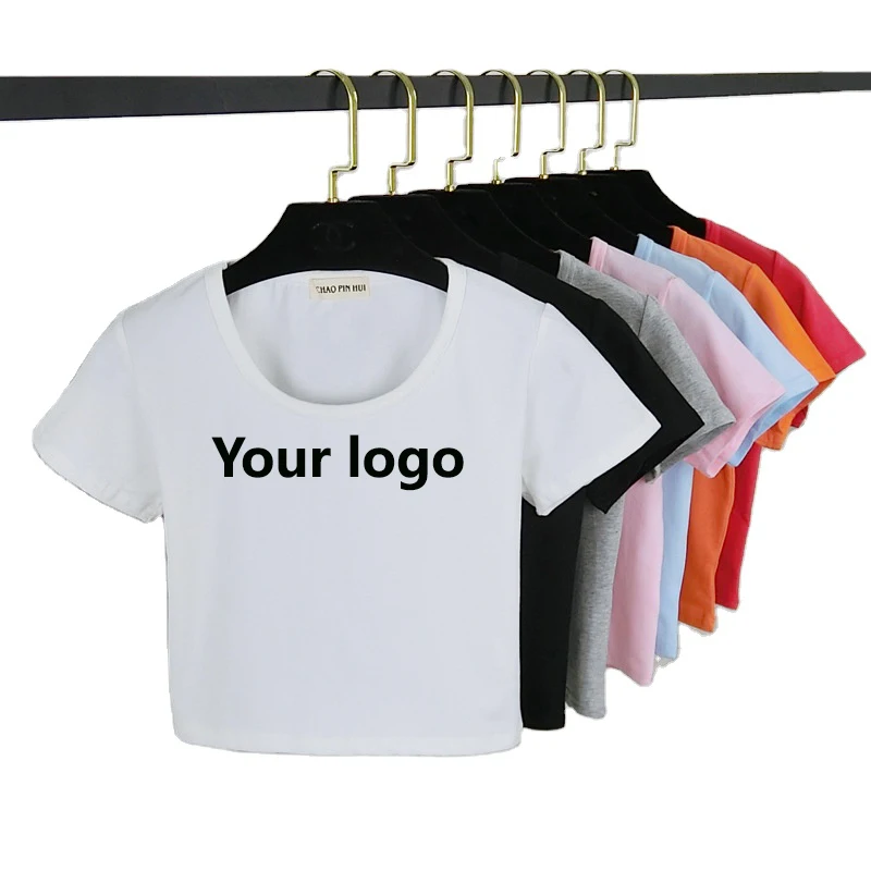 

2021 Oem T Shirt Custom T Shirt Printing Blank T-shirt Women 100% Cotton Short Sleeve Gym White Plain Crop Top