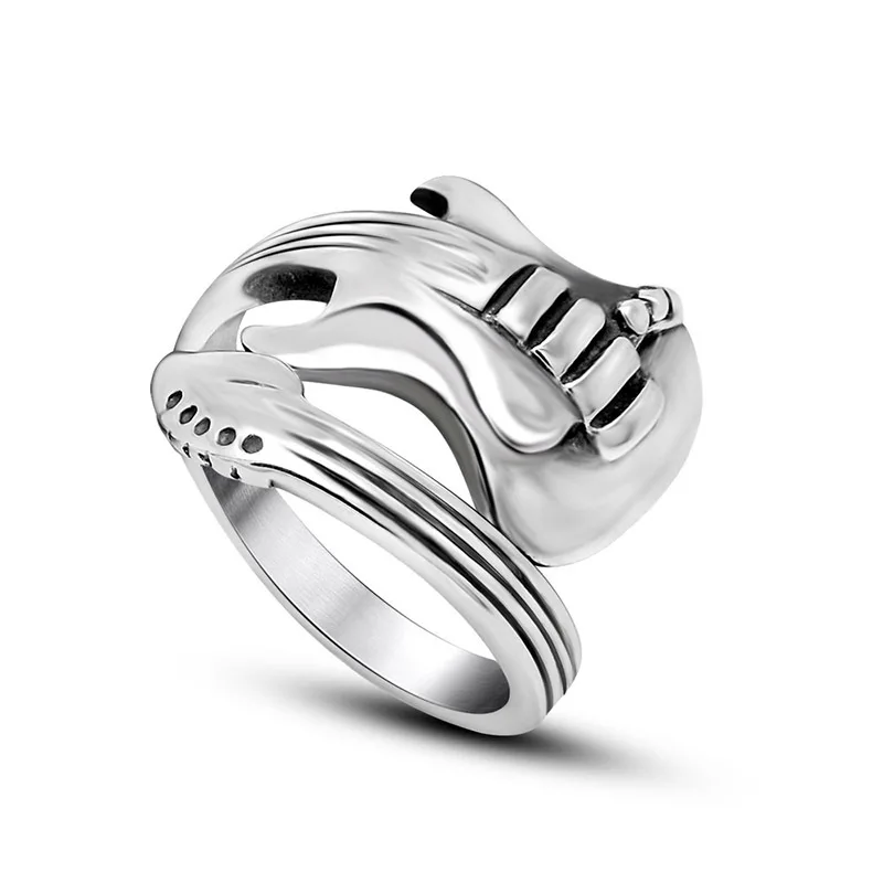 

Couple vintage personalized opening Stainless steel rock music guitar ring