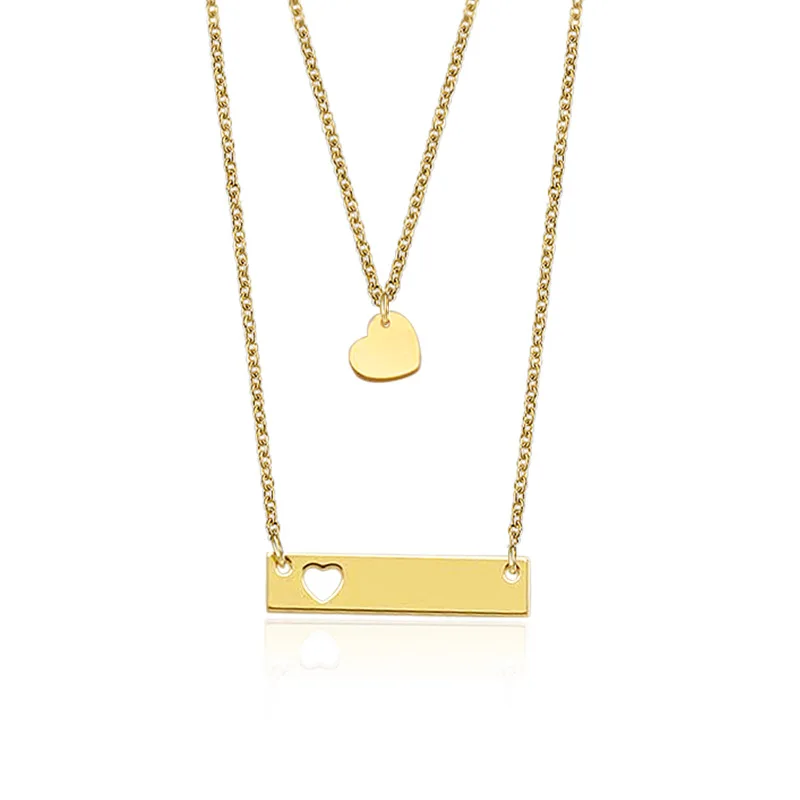 

Jachon stainless steel rectangular hollow love strip necklace, As picture