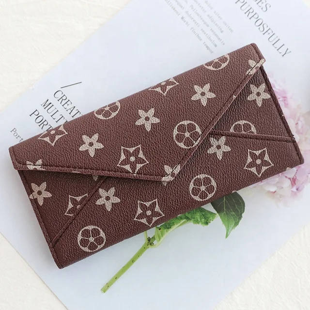 

Retro fashion old flower classic personality leisure multi-card large-capacity coin purse ladies long wallet, Black,brown,gray,red,pink,coffee