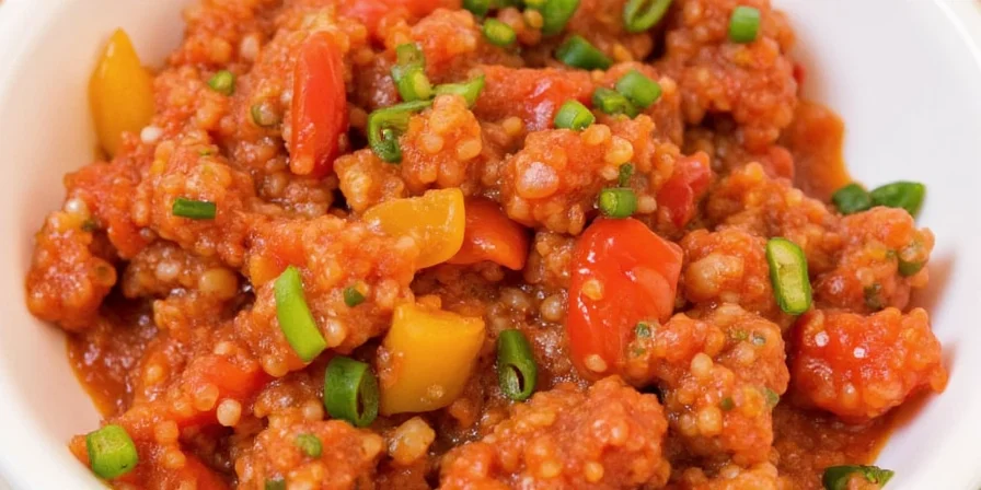 Finished habanero salsa served on plate