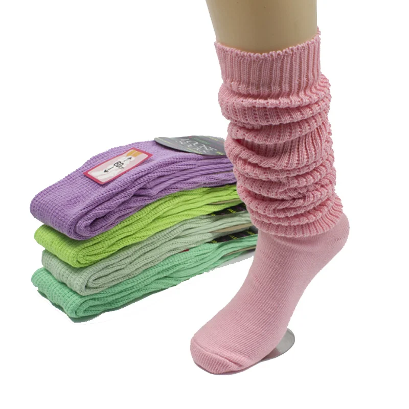 

High quality thick winter cotton long millenium hot pink girls heavy adults kids slouch socks, Custom color