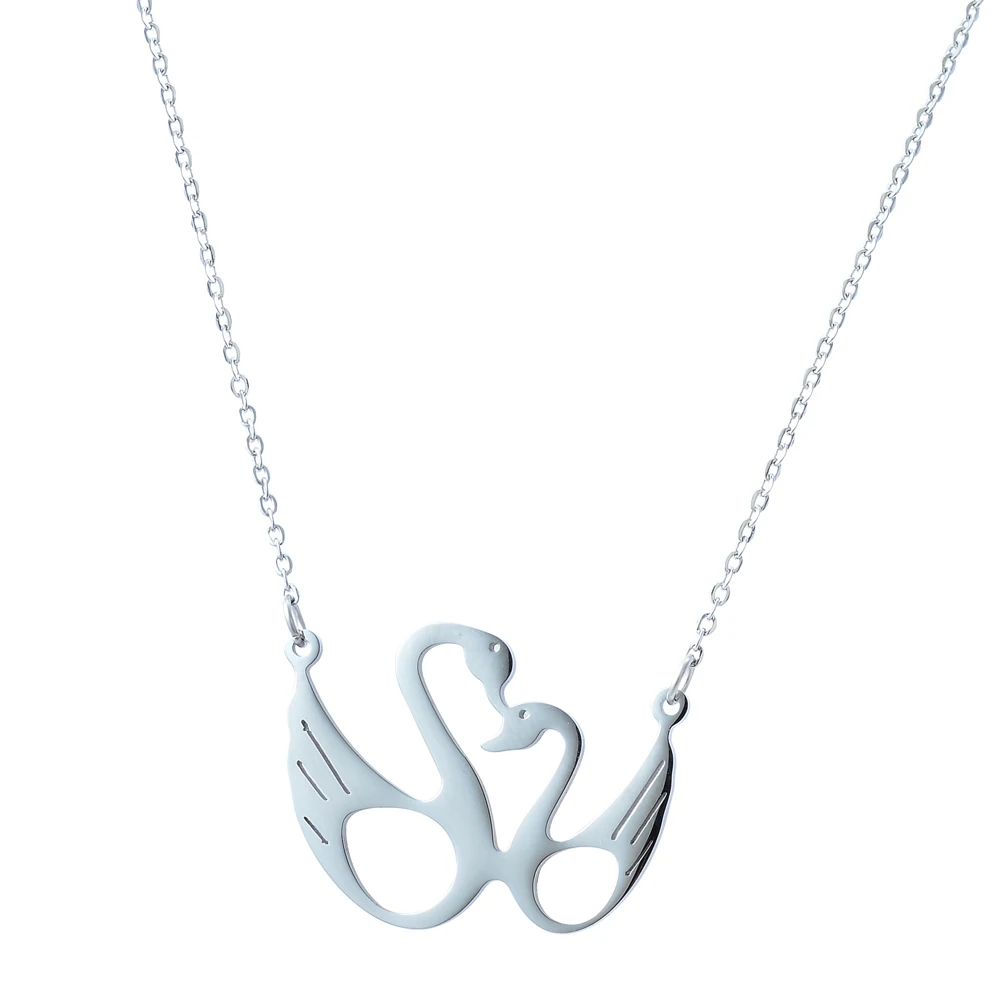 

Latest design minimalist delicate women lady style fashion trendy rose gold plated stainless steel swan necklace for sale, Customized color
