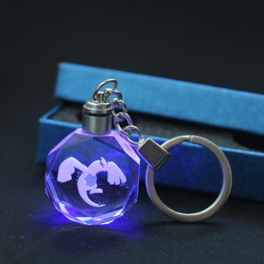 

Hot Sale 30mm Crystal Keychain k9 Octagon Shape With Led Light For Souvenir Gift