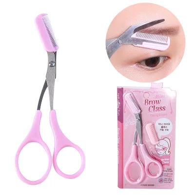 

Makeup Tools Stainless Steel Band Comb Eyebrow Trimming Scissors Card Eyebrow Clip