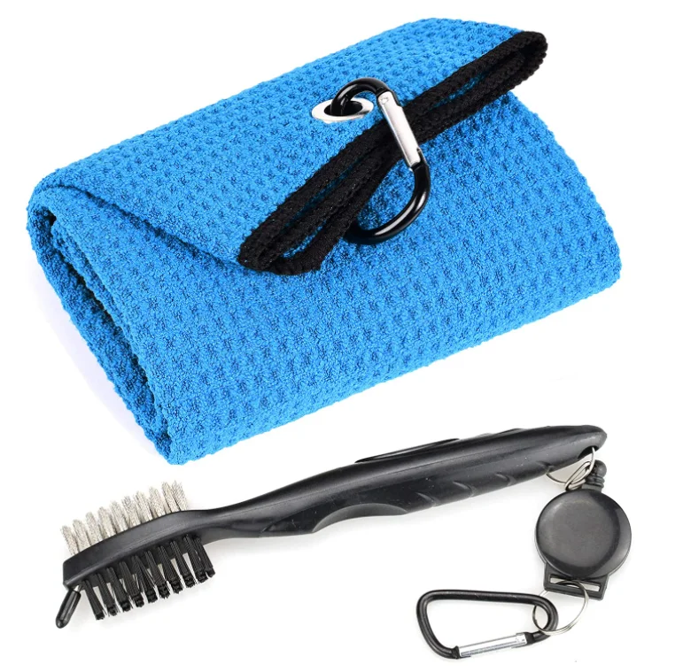 

Mile High Life Microfiber Waffle Pattern Tri-fold Golf Towel Brush Tool Cleaning Kit with Club Brush