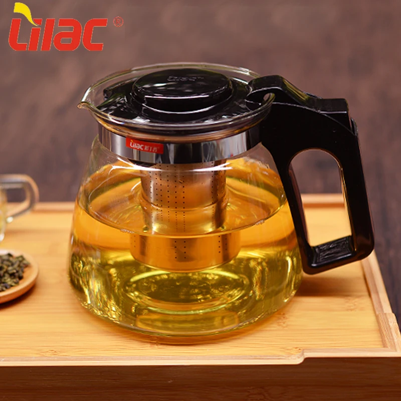 

Lilac FREE Sample 0.9L/1.1L/1.5L tea pot high quality table one cup glass teapot 1 piece clear 40 oz tea kettle with infuser, Customized