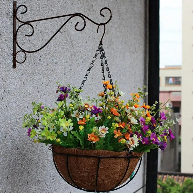 

Balcony Flower Pot Wrought Iron Wall-mounted Hanging Hooks, As photo