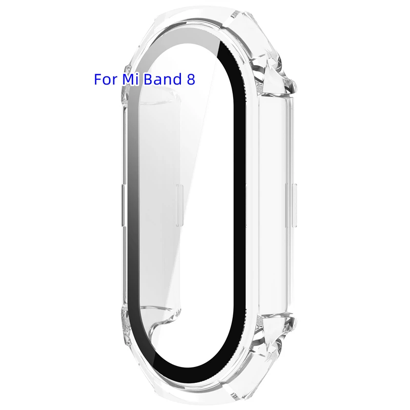

Smartwatch Cover PC Bumper Screen Protector Tempered Glass Film Smart watch Protective Case For Mi Band 8 Transparent Black