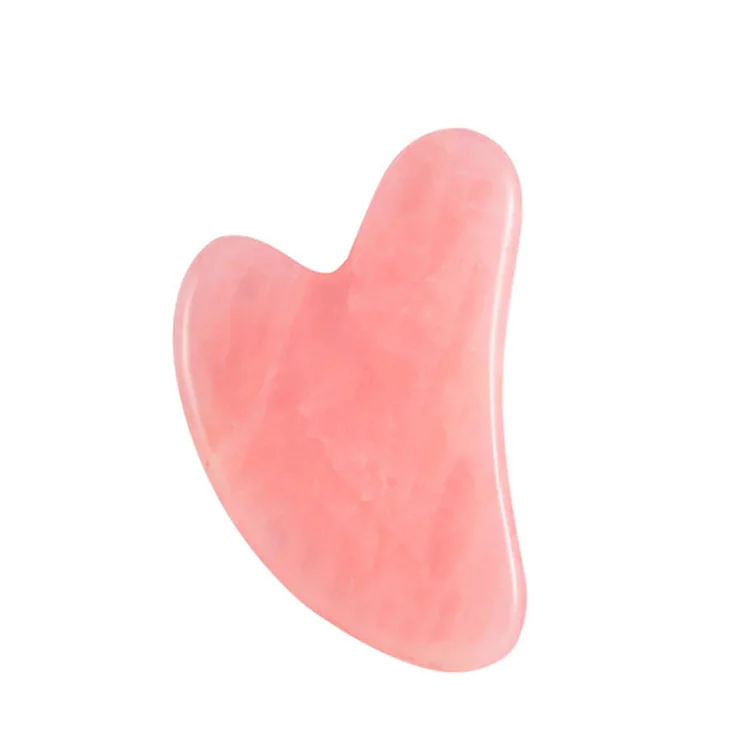 

100% Natural Non-welded Stamping Frame Pink Rose Quartz Facial Jade Roller For Face Massage