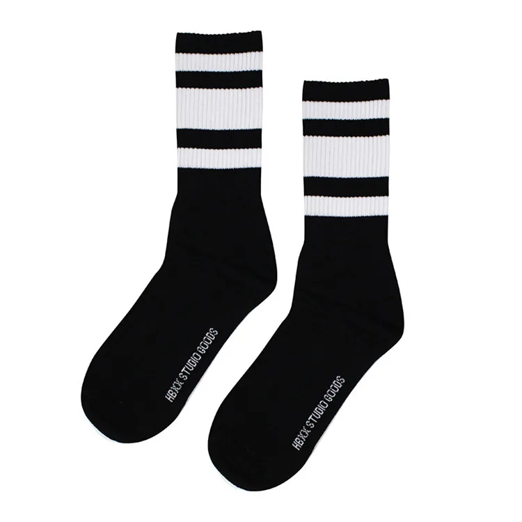 

WIIPU New style college style striped socks alphabet hip-hop sports cotton tube socks male and female couple stockings