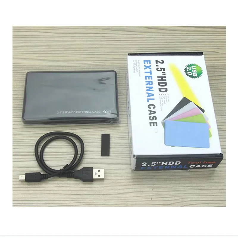 

High speed USB2.0 plastic Hard Disk Drive HDD Enclosure 2.5" Box 1TB caddy External storage system for 2.5 inch SATA HDD case, Black