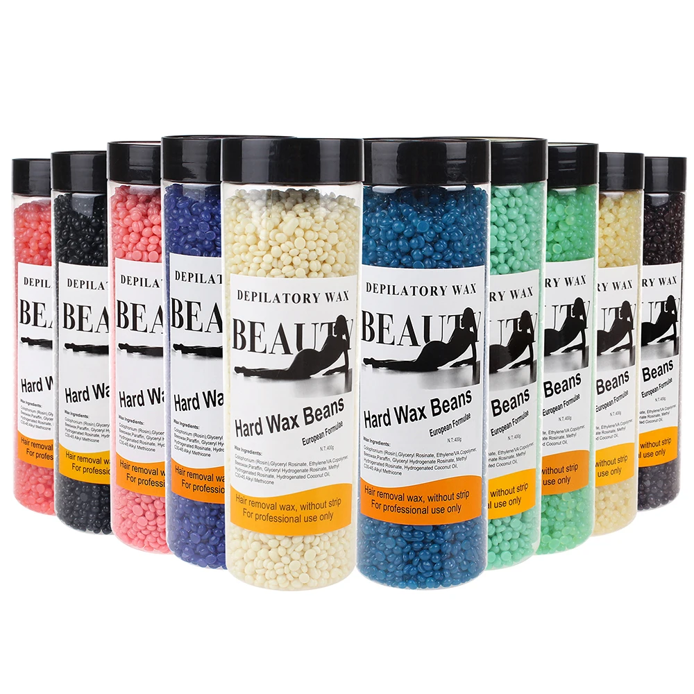 

Factory Wholesale 10 Flavors 400g Depilatory Hair Removal Hard Wax Beans, 10 colors