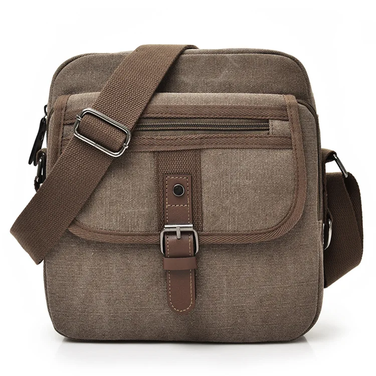 

2019 High Quality Casual Canvas Satchel Messenger Bag for Traveling crossbody sling bag, Khaki black coffee