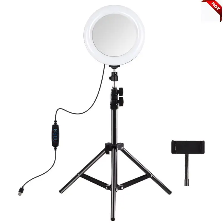 

PULUZ 7.9 inch video studio shooting photography Accessories Mirror ring Light with 1.1m Tripod stand ring led selfie lights