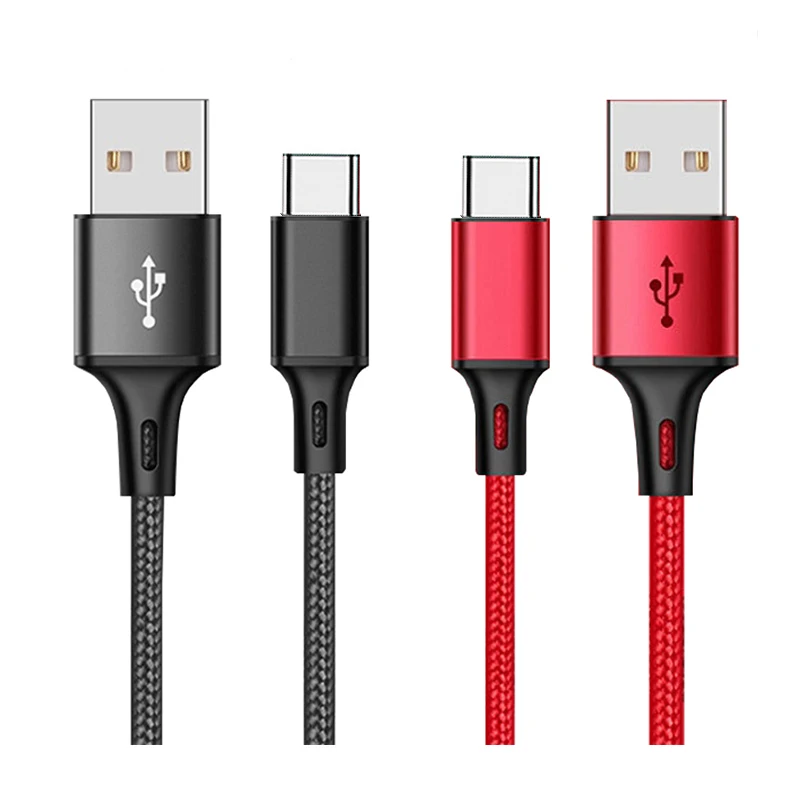 

CE Rohs certified universal 1m 2m 3m 2.4A fast charging Type c nylon braided fast charger usb data cable for Samsung huawei