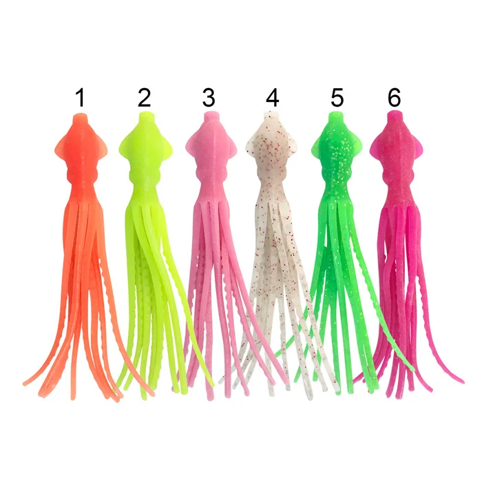 

Luminous Squid Lures 85mm 2.6g Bionic Soft Bait Squid Skirt Sea Fishing Octopus lure, 6 colors