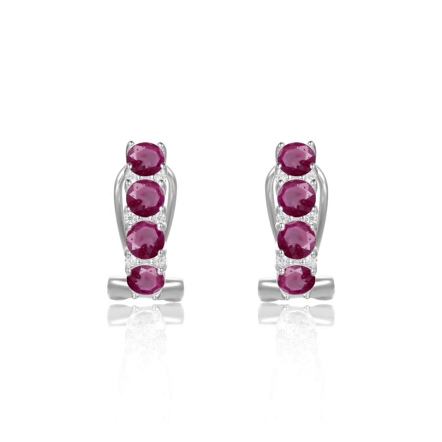 

Abiding Natural Ruby Stone Earring Classic 925 Sterling Silver Hoop Earrings Statement For Women Fine Jewelry