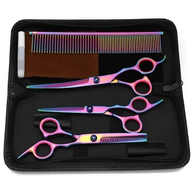 

7 Inch Colorful Stainless Steel Pet Scissors Set Pet Comb Pet Grooming Tool