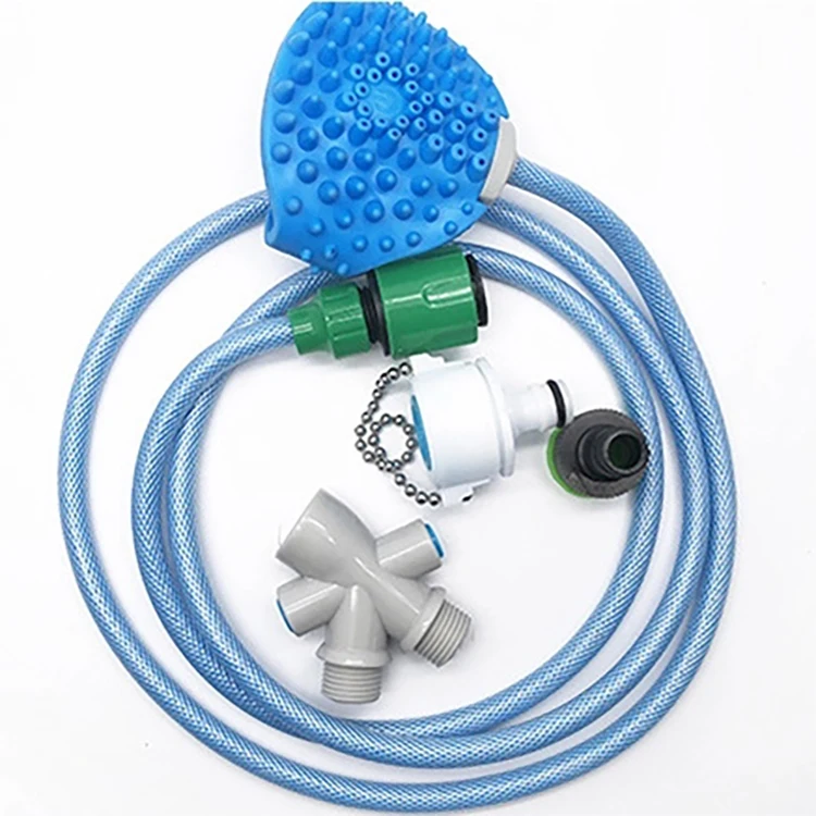 

Multi-functional Silicone Pet Hair Shower Sprayer Dog Massage Bathing Tools Grooming Glove Brush, Blue