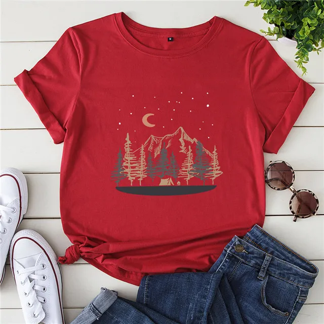 

New Arrival Women's Cotton T-shirt Printed Blouses Female Graphic Large Size T Shirt, Picture showed