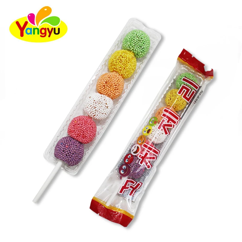 Korean Market Stick Type Mini Sour Candy Ball Coated Colorful Sour