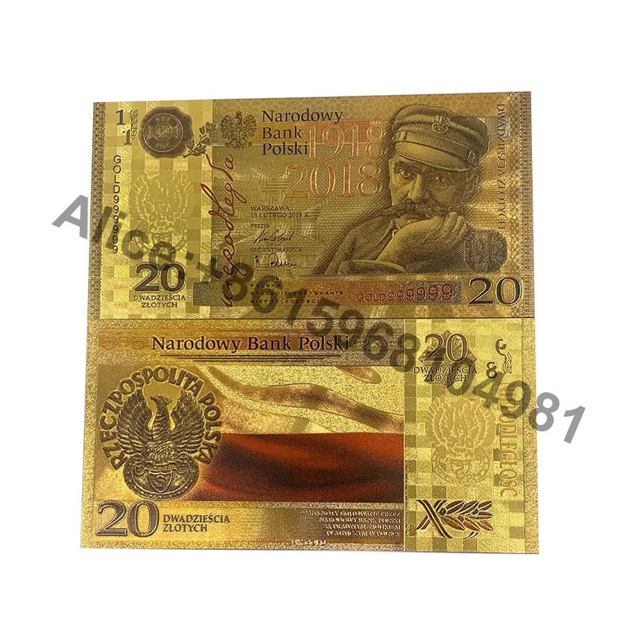 

New Poland 20 Zlotych Polish Gold Banknote 2018 Independence UNC Commemorative Bank Note Bills For Non-currency Collectible Gift