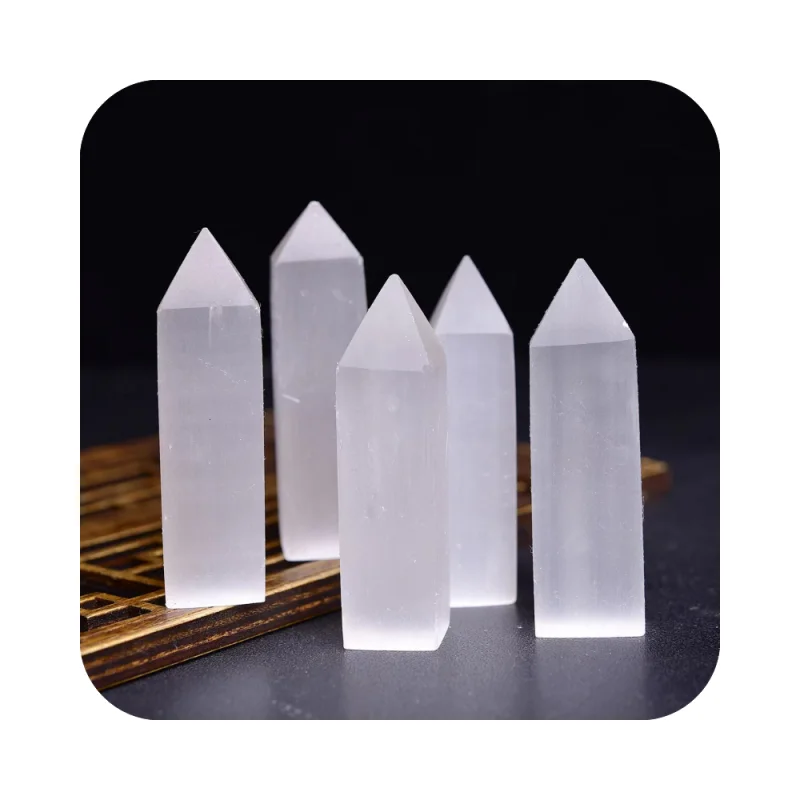 

Wholesale Natural Crystal White Healing gemstone Energy quartz Crystal Stones Tower Selenite Point Wand For gift