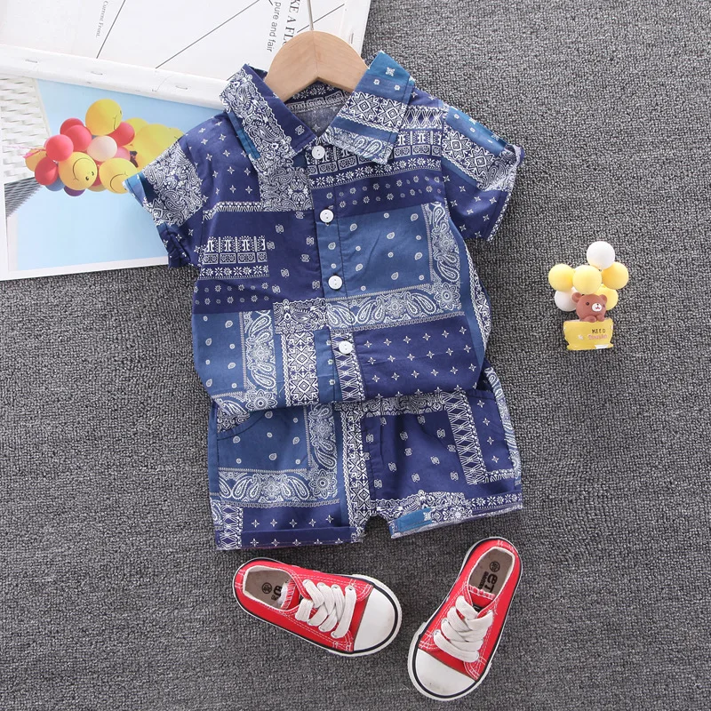 

2Pcs Short Designer Baby Boys Clothes Outfit Sets Summer Little Boys Kids Clothing, Dark blue / blue