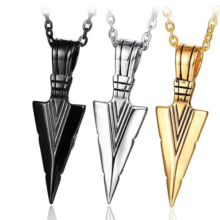 

2022 new gold plated jewelry fashion Punk Spearhead Pendant Necklace men domineering