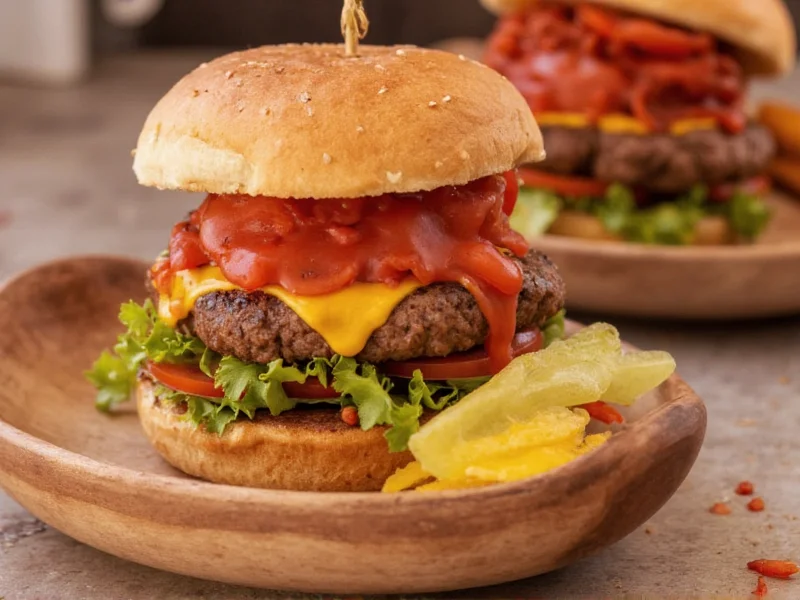 Homemade burger sauce serving on gourmet burger