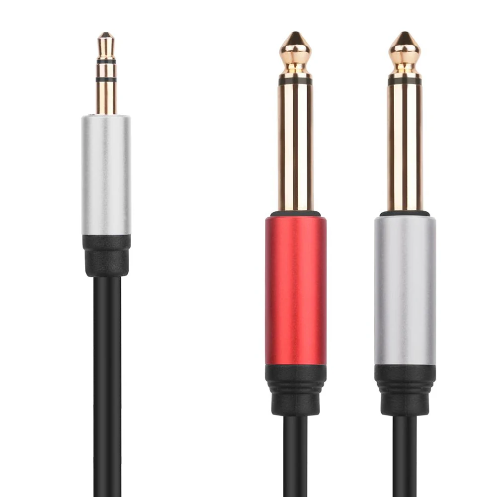 

3.5mm to Dual 6.5mm Adapter Jack Audio Cable Double 6.35mm Male 1/4 "Mono Jack to stereo 1/8" 3.5mm Jack aux Cord, As the picture shows