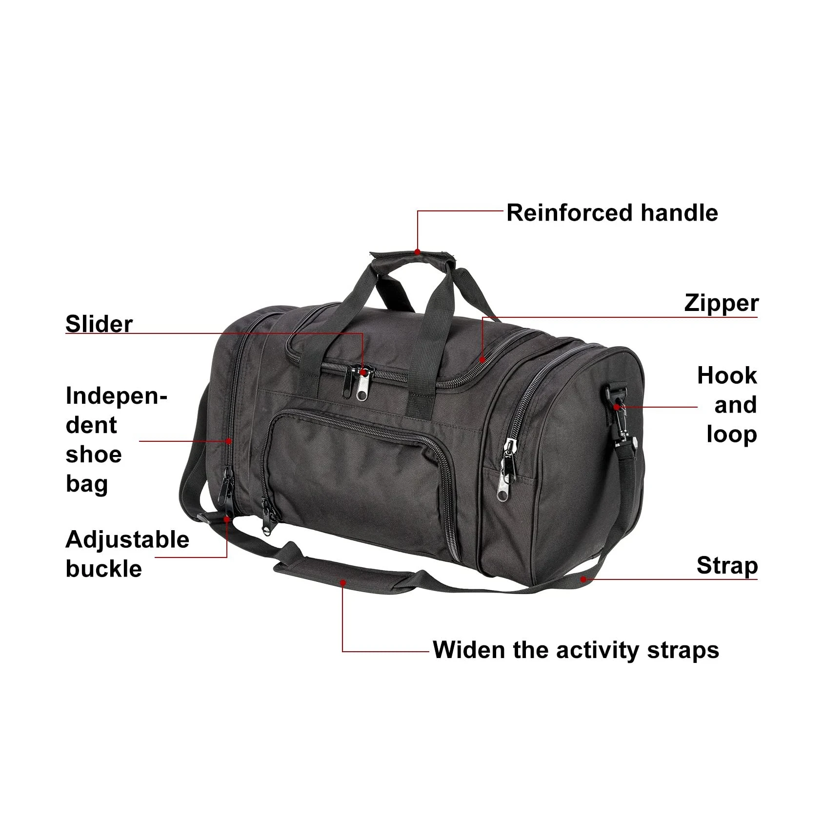 
Custom Fitness Duffle Bag Gym Travel Hiking Trekking Sports Duffle Bag with Shoes Compartment 