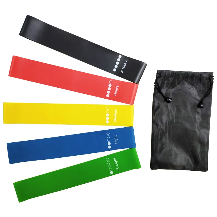 

Most popular durable free print logo private label exercise yoga rubber fitness band, Black blue green yellow red