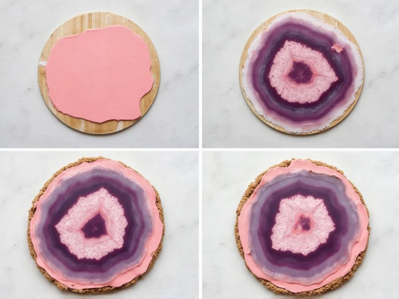 Step-by-step photos of creating layered clay agate coasters with natural colors