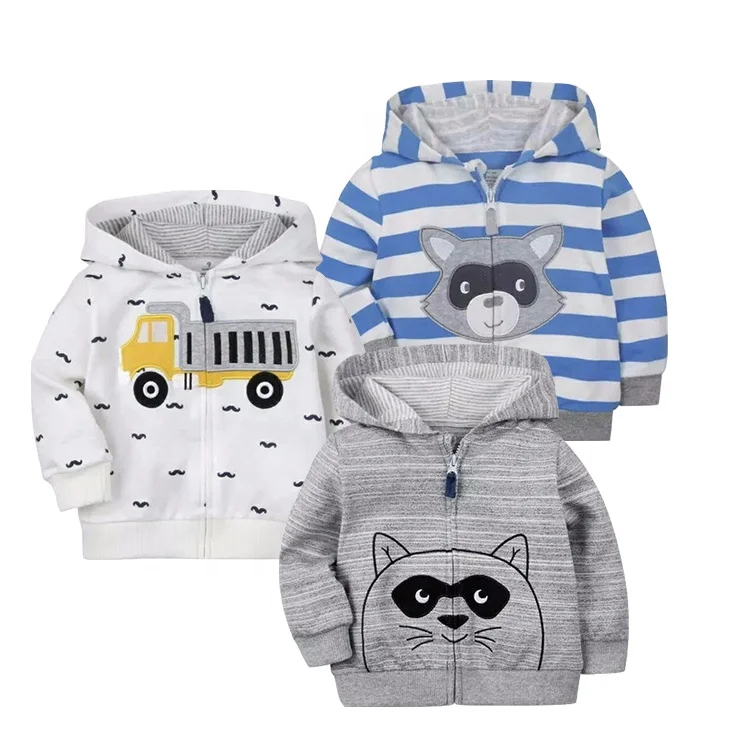 
New style kids baby boy jacket zipper design Cute embroidery animals newborn winter baby coat 