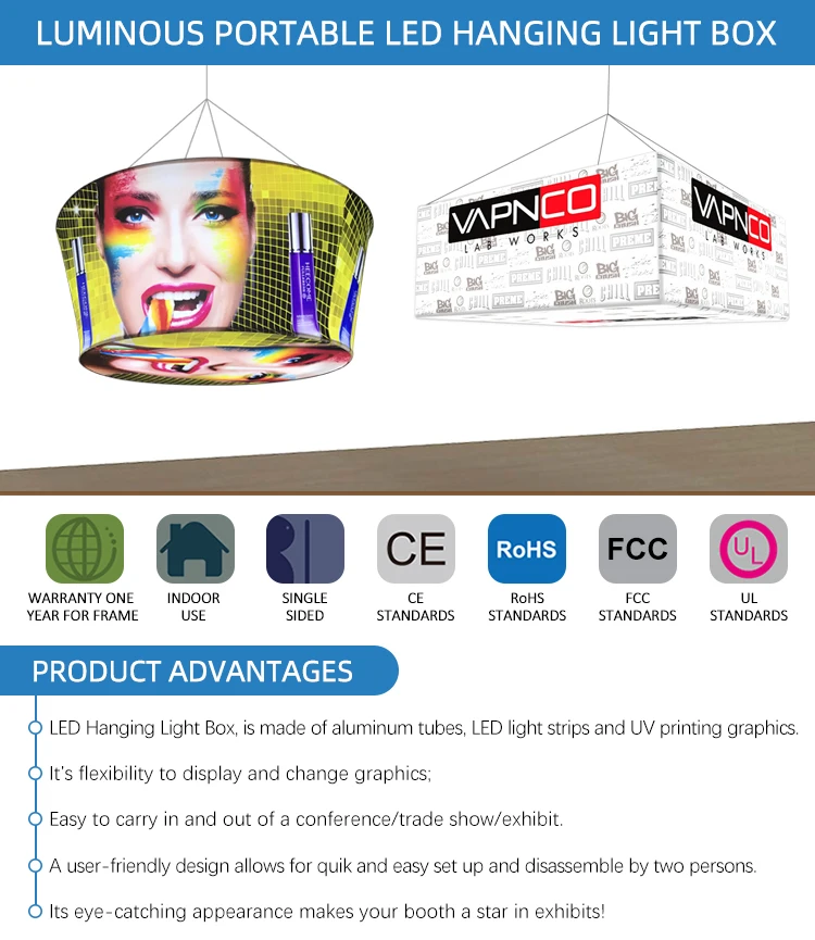 Trade Show Advertising Round Circular Led Custom Logo Hanging