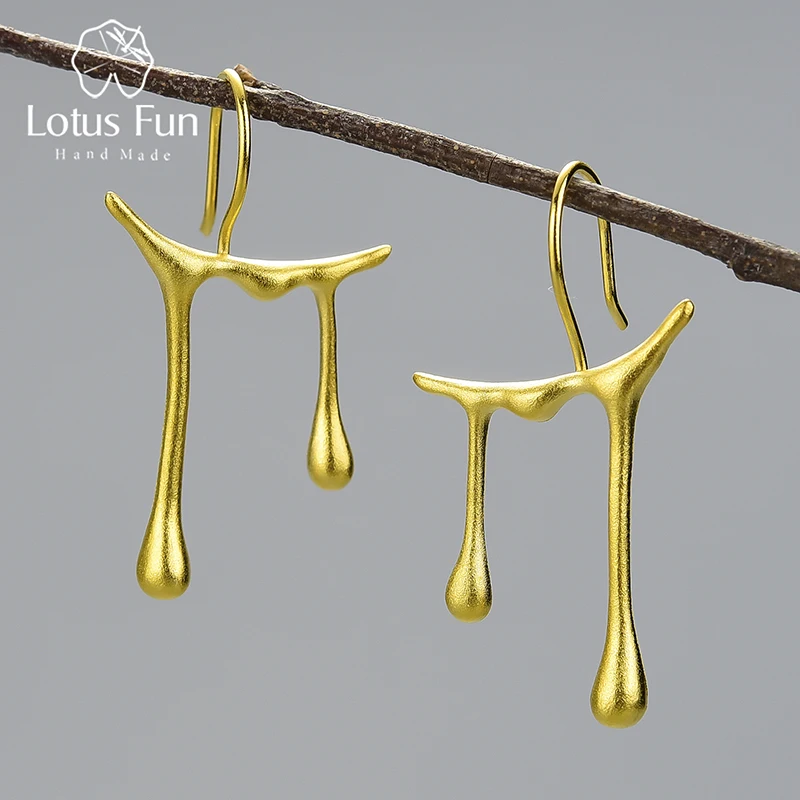 

Lotus Fun Fashion Jewelry 2023 925 Sterling Silver Drop Earrings Jewelry Women 18k Gold Plated Honey Drip Earrings