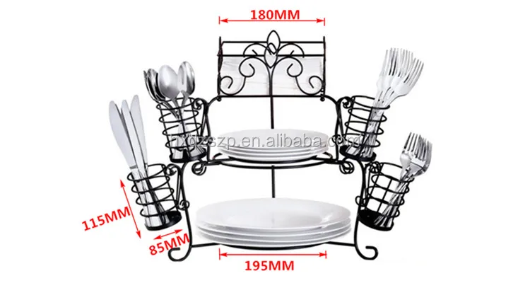 Sorbus® Buffet Caddy — 7-Piece Stackable Set Includes Plate Dining Napkin Parties,Thanksgiving Entertaining 3-Tier Detachable Tabletop Organizer — Ideal for Kitchen Black and Silverware Holder 