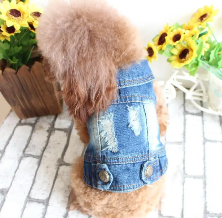 

Wholesale Classic Pet Puppy Clothes Dog Denim Vest Pet Jeans, Blue