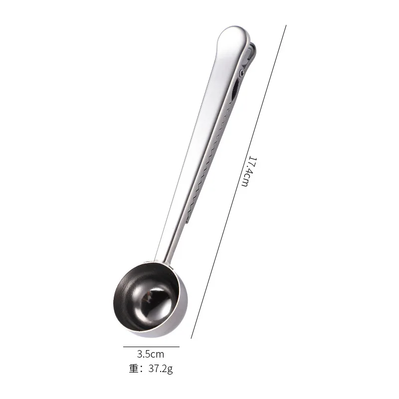 
Metal Coffee Spoon with bag clip gold 2 in 1 coffee scoop wedding door gift 