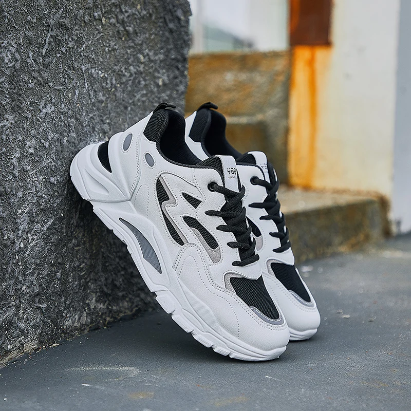 

Cross-border Rubber Sole Fashion Lace-up Sneakers Shoes, Grey